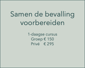  Samen de bevalling voorbereiden 1-daagse cursus Groep € 150 Privé € 295